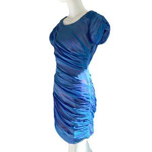Diane Von Furstenberg DVF silk moussline bluse shirred ruch dress.